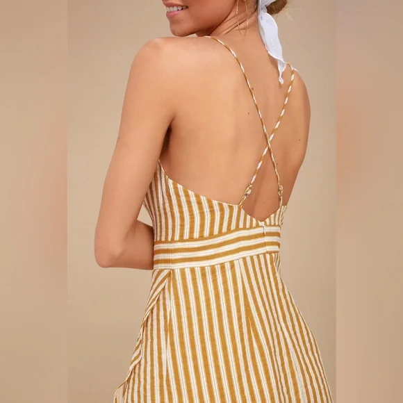 Lulu’s Central Park Yellow and White Striped Dress - Picture 3 of 7